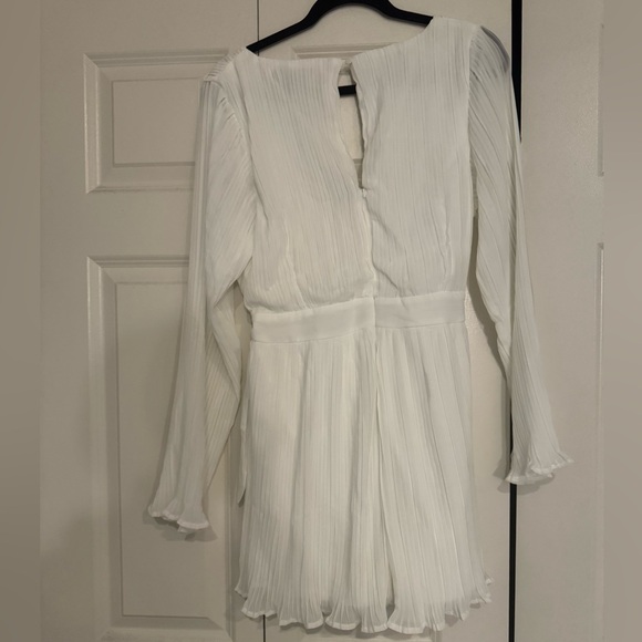 Lulus Ivory Pleated Long Sleeve Skort Romper - Picture 6 of 7